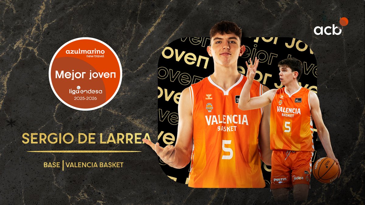 🚨 ÚLTIMA HORA: Sergio De Larrea Sergio De Larrea Asenjo, elegido mejor joven de la Liga Endesa El jugador de Valencia Basket Club arrasa en las votaciones y supera a Michael Ruzic (2º) y Rafa Villar (3º)