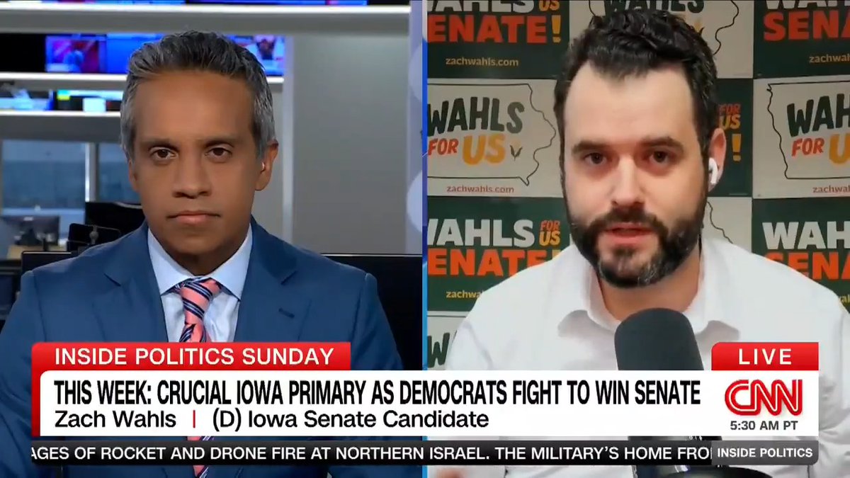 NEW: "I won't vote for senator Schumer to remain as the leader...that is not a winning coalition...and that's not the party that I want to belong to." Manu Raju speaks with one of the candidates, Iowa State Senator Zach Wahls, ahead of his primary on Tuesday. #InsidePolitics