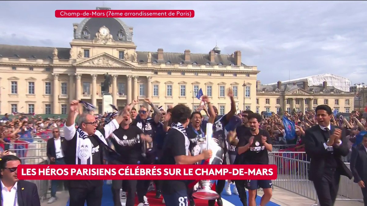 🔴 DIRECT. Les doubles champions d’Europe arrivent au Champ-de-Mars ! Vainqueurs de la Ligue des champions, les Parisiens retrouvent leurs supporters pour un grand moment de communion au pied de la Tour Eiffel. #ToutEstPolitique #canal16