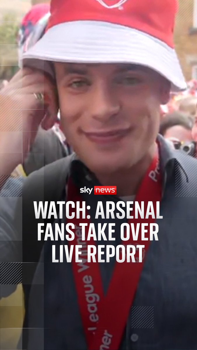 WATCH: Arsenal fans take over Sky News live report during parade in north London. Sky News correspondent Barnaby Papadopulos says he has become "one of the fans" as an Arsenal supporter puts merchandise on him during a live broadcast