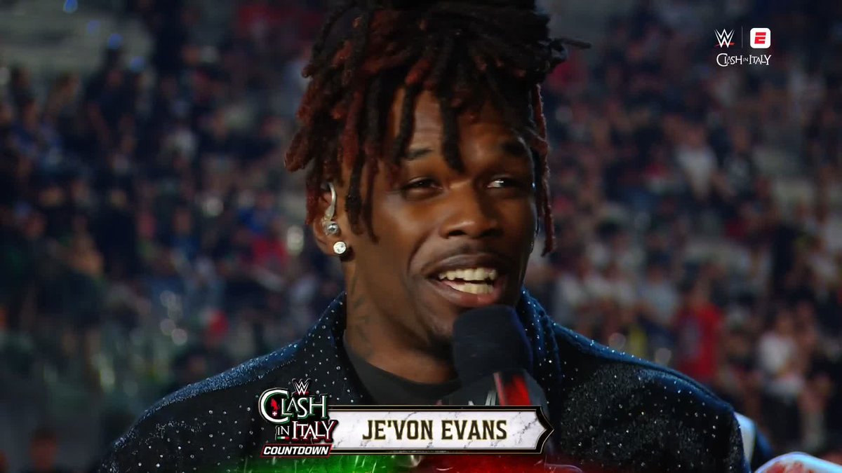 .Je’Von Evans is LOVING Italy! 🤩 #WWEClash in Italy streams TODAY at 2 ET/11 PT on the ESPN App in the U.S. and Netflix internationally, with the first hour streaming LIVE on ESPN!