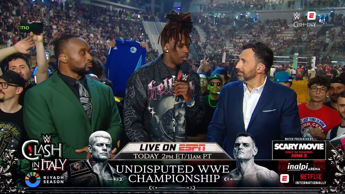 The Young OG Je’Von Evans is backing Gunther to win the Undisputed WWE Title in Italy! 👀 #WWEClash in Italy streams TODAY at 2 ET/11 PT on the ESPN App in the U.S. and Netflix internationally, with the first hour streaming LIVE on ESPN!