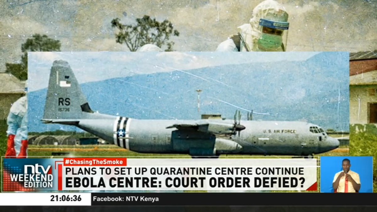Ebola Centre: Court Order Defied? Two US military aircrafts carrying medical personnel and equipment for the Ebola containment facility have landed in Laikipia. The center is reportedly being assembled despite a court order. #NTVWeekendEdition Ibrahim Karanja. Kevin Mutai