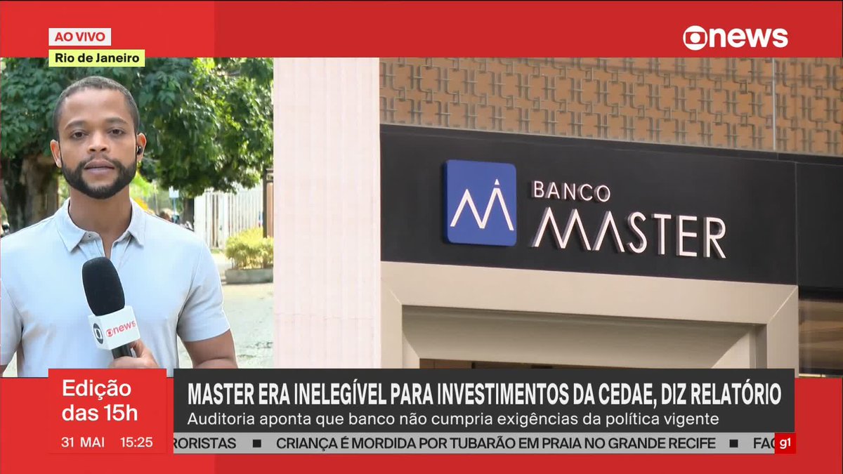O Master era inelegível para investimentos da Cedae, diz relatório. Uma auditoria apontou que o banco não cumpria as exigências da política vigente. Entenda. ➡ Assista: #GloboNews #BancoMaster
