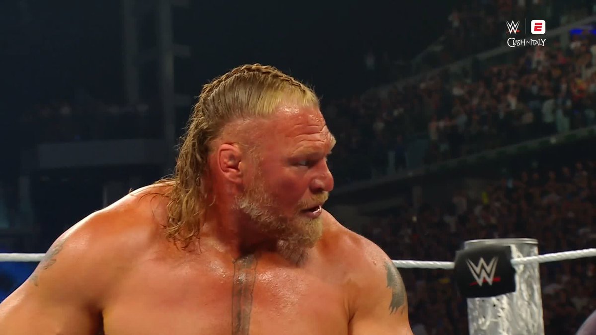 BROCK LESNAR STARTS THIS MATCH HITTING THE F-5 4 TIMES!! AND OBA FEMI KICKED OUT!!