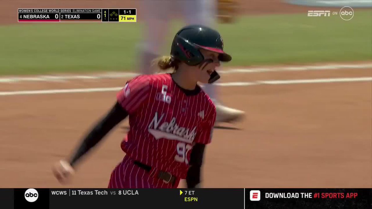 FRAHM BOMB 💥 JORDY GETS Nebraska Softball ON THE BOARD. 📺: ESPN/ABC