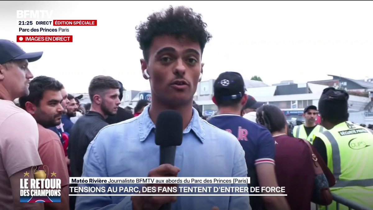 🚨 TENSIONS AU PARC DES PRINCES ! Plusieurs personnes dépourvues de ticket ont tenté d'entrer de force dans l'enceinte. 🎥 BFM