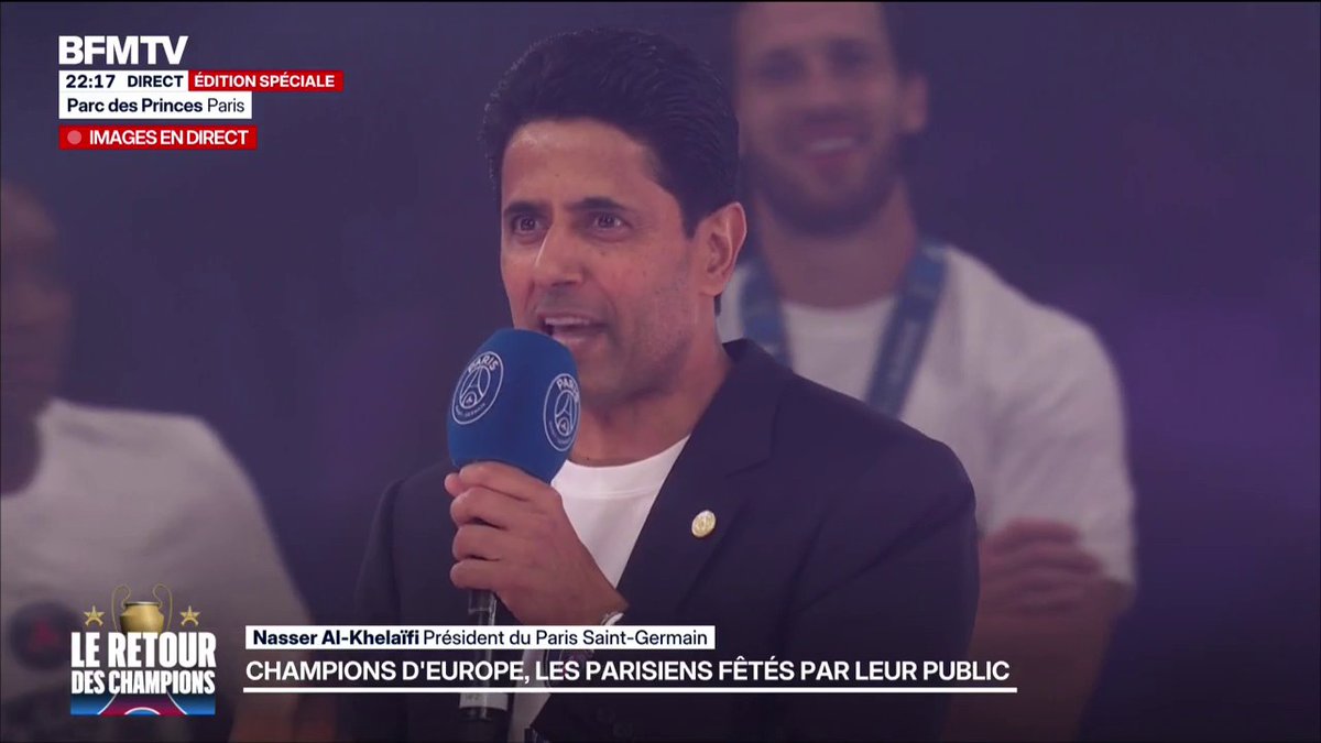 « ON EST ENTRÉS DANS LA LÉGENDE » Le discours de Nasser al-Khelaïfi 🇶🇦 au Parc des Princes. ❤️💙