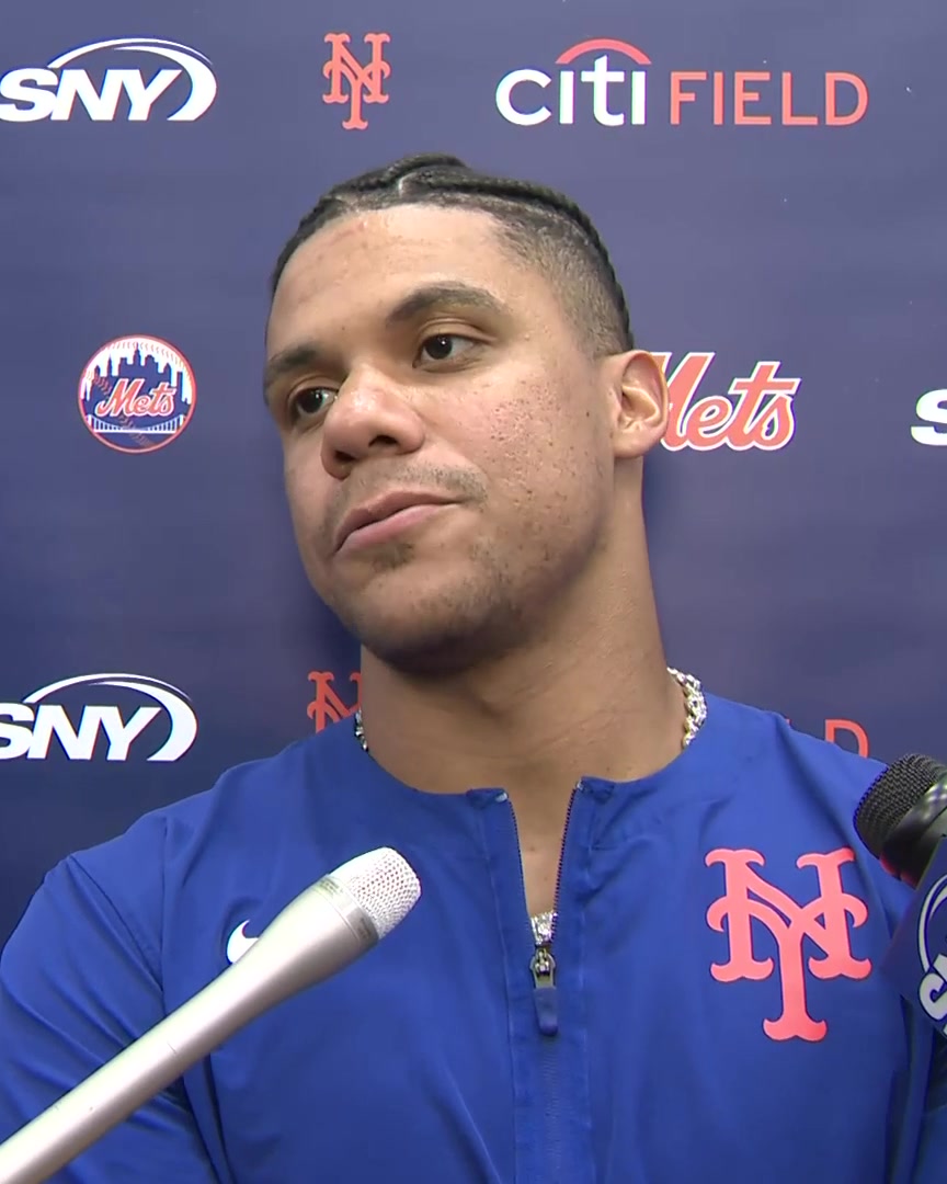 "I don't try to be a mentor. I try to be one of them. I try to make them feel like they are a part of this, they are the same as me, they have the same voice" Juan Soto was asked how much he's enjoying being a mentor to Carson Benge and A.J. Ewing: