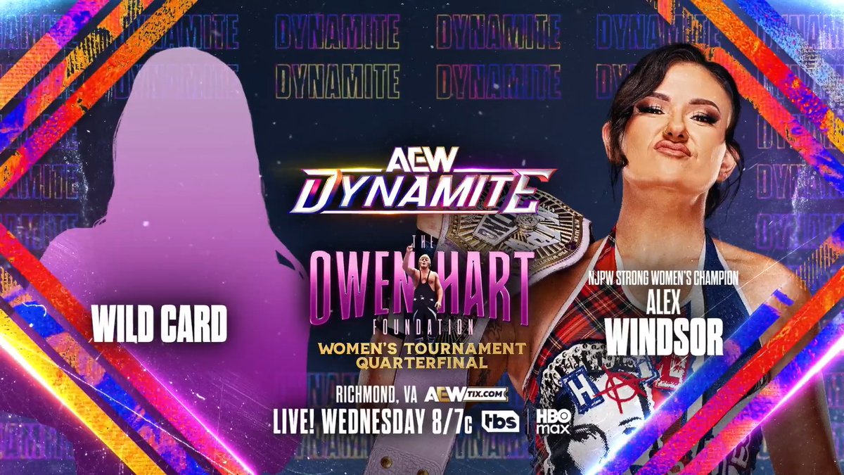 #AEWDynamite 8/7c, TBS & HBO Max This Wednesday, 6/3! #OwenCup Women's Quarterfinal Wild Card vs Alex Windsor アレクス・ウィンザー With @WillowWrestles being forced to withdraw from the tournament due to injury, Windsor will be facing a Wild Card entrant in the Quarterfinal Round, THIS WEDNESDAY!
