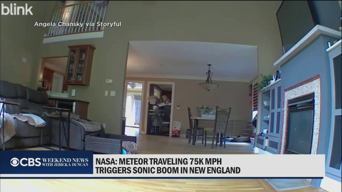 A meteor traveling at 75,000 mph exploded above the Massachusetts-New Hampshire border Saturday, causing a loud boom that could be heard across New England.