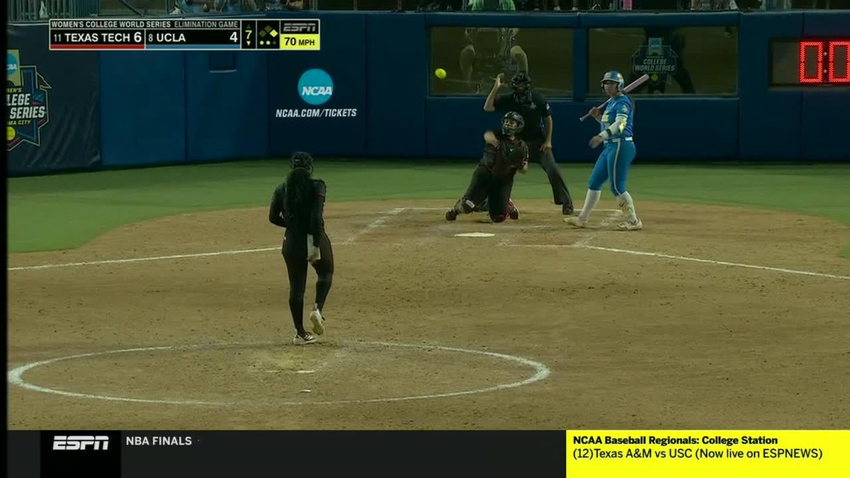 JORDAN WOOLERY TIES IT IN THE BOTTOM OF THE 7TH ‼️‼️ UCLA Softball 📺: ESPN