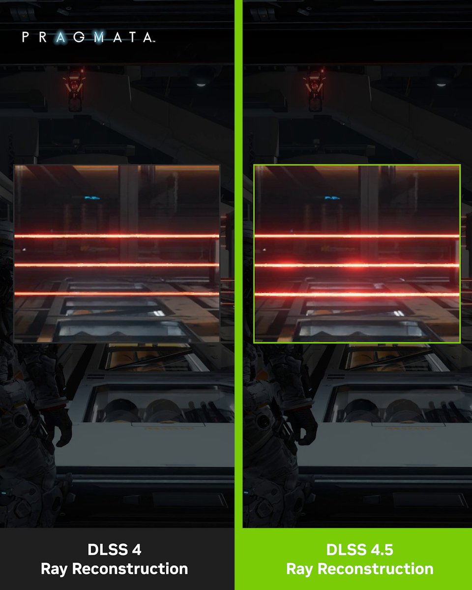 DLSS 4.5 Ray Reconstruction is coming this August for all GeForce RTX GPUs, enhancing image quality in ray-traced + path-traced games. ⚫Second-gen transformer ⚫Increased lighting accuracy + responsiveness ⚫Clearer motion ⚫Improved stability Read →