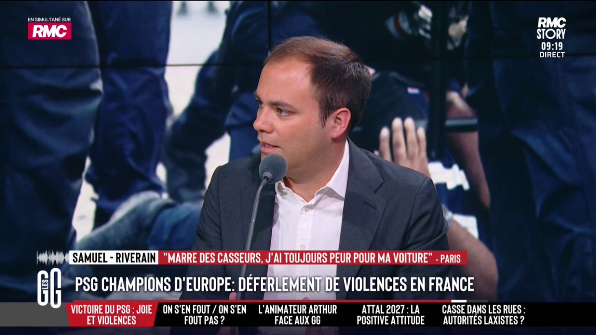🔴 Violences après la Ligue des champions 🗣️ La demande de Charles Consigny: "Il faut incarcérer ceux qu'on a interpellé. Il faut de la prison ferme, les condamner à indemniser les dégâts et ceux qui sont binationaux, faudrait leur enlever leur passeport français." #GGRMC
