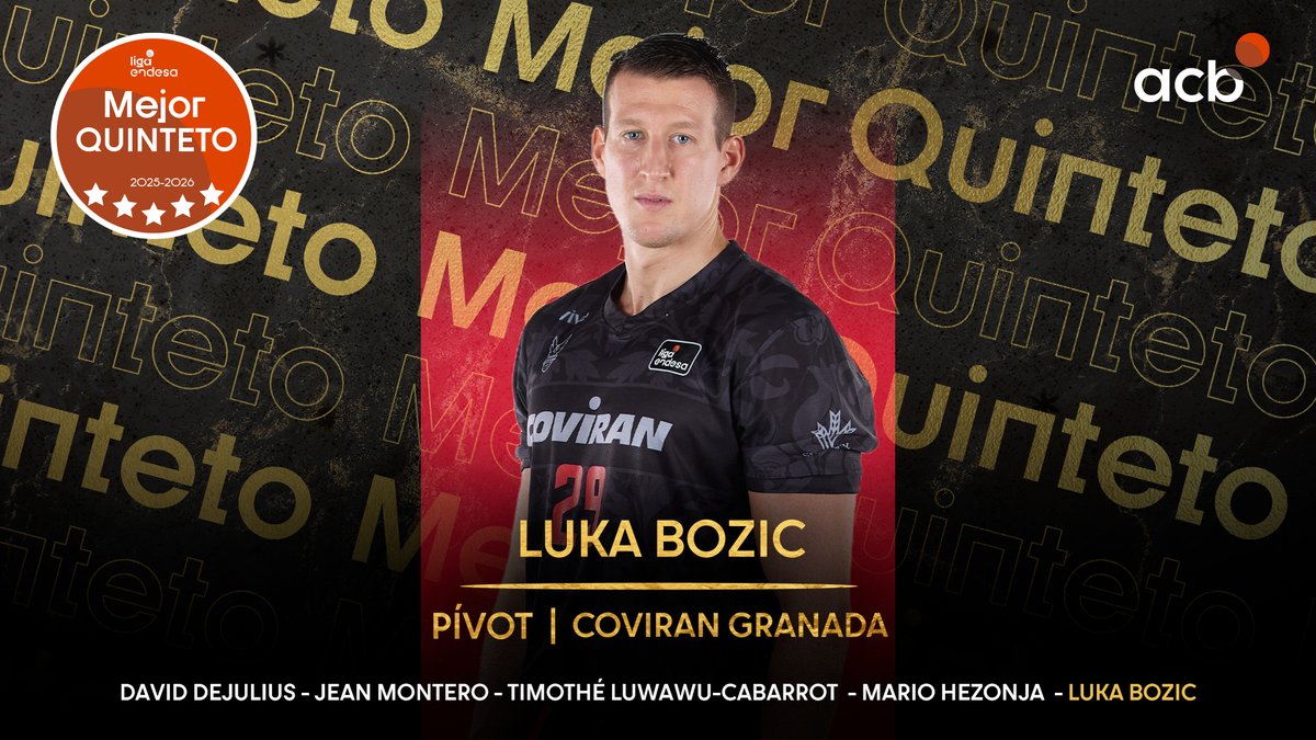 💪 El 'hombre récord', capaz de hacer cosas que nadie había hecho antes... partido tras partido. LUKA BOZIC, miembro del MEJOR QUINTETO de la #LigaEndesa 2025-26 #LigaEndesa | Coviran Granada