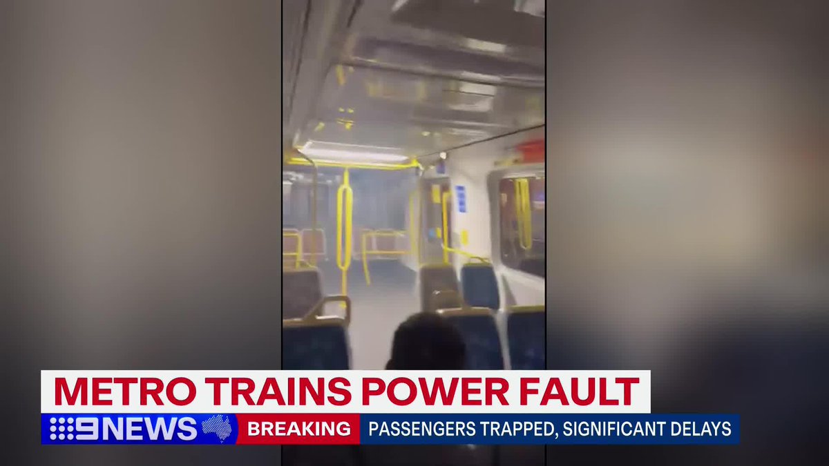 #BREAKING: Commuters in Melbourne's north are facing long delays after a power fault crippled the metro train network, with some passengers trapped inside train carriages. #9News Gillian Lantouris