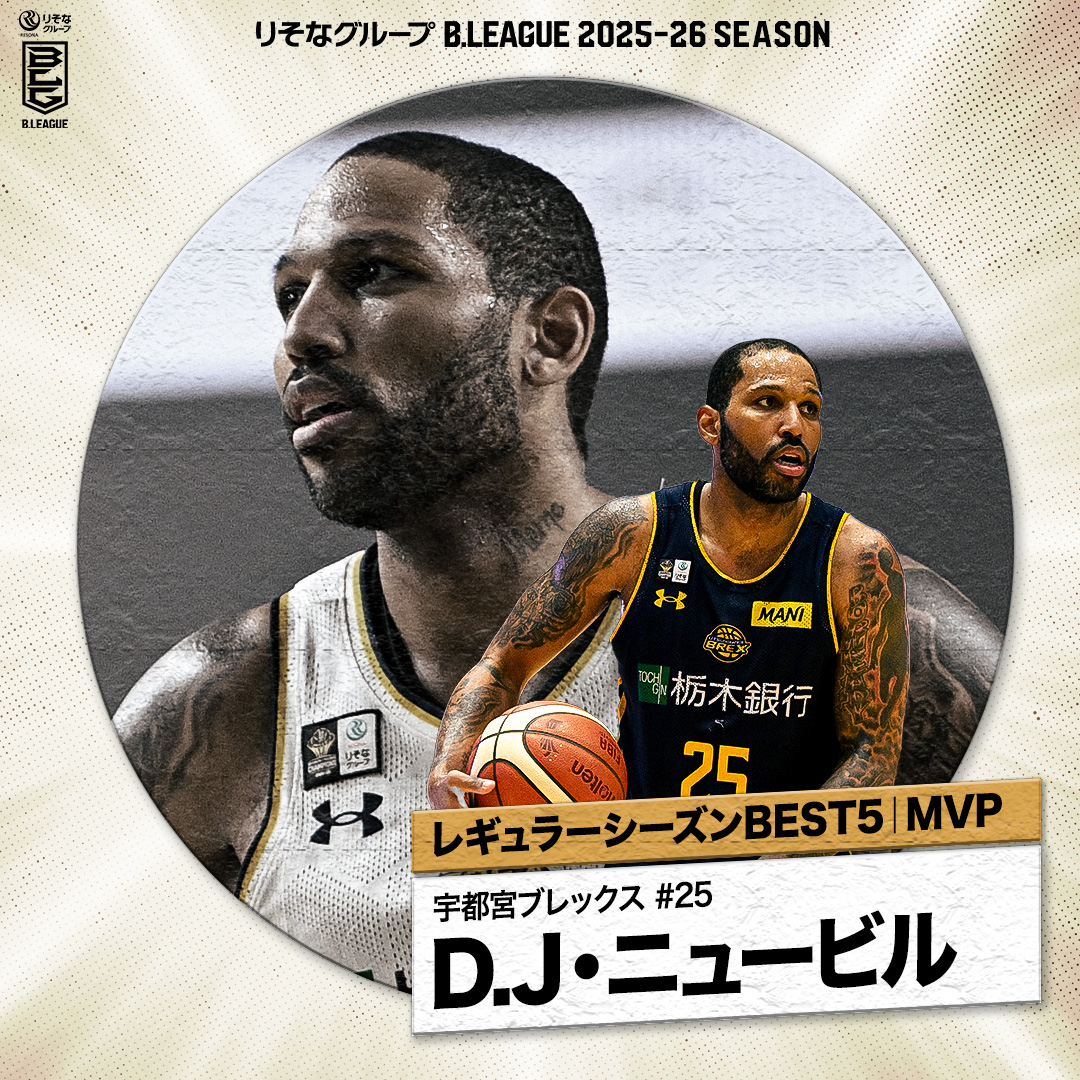 前人未到の3年連続MVP獲得🏆 Bリーグの歴史に名を刻んだGOAT🐐 宇都宮#25 D.J・ニュービル（PG・SG｜193cm） Dj ニュービル 宇都宮ブレックス / UTSUNOMIYA BREX #Bリーグ #りそなグループ