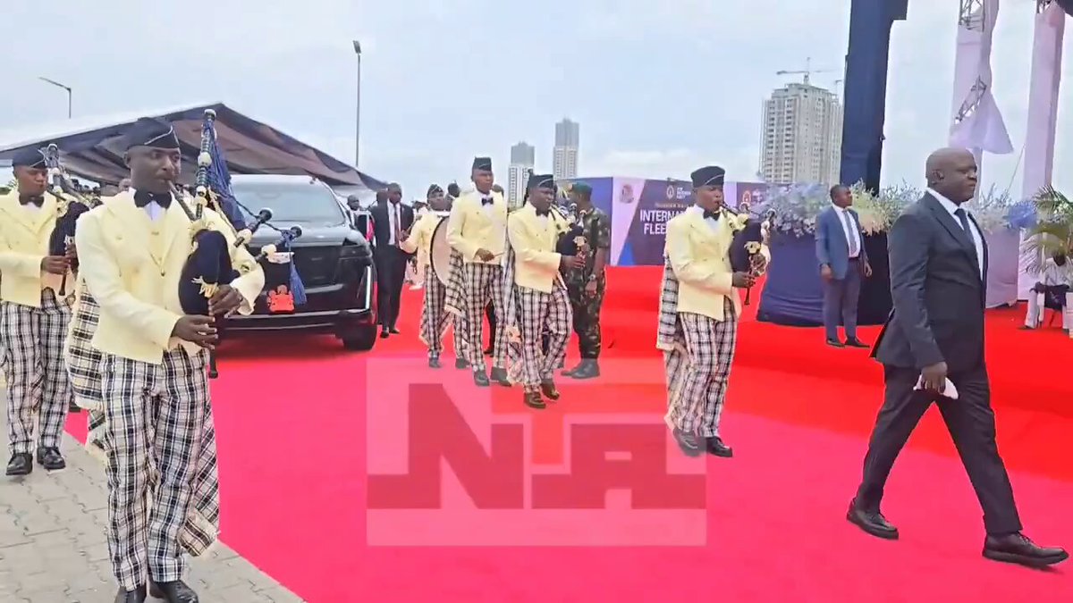 BREAKING: President Tinubu arrives at Eko Atlantic Waterfront in Lagos for the International Fleet Review in commemoration of the Nigerian Navy 70th anniversary
