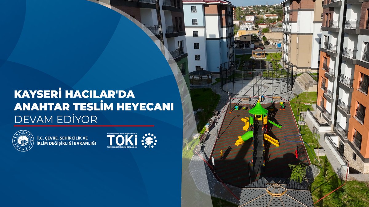 🏘️ Kayseri Hacılar Aşağı Mahallesi'nde 3️⃣5️⃣1️⃣ sosyal konut tamamlandı. 🗓️ 1️⃣8️⃣ Mayıs - 3️⃣0️⃣ Haziran 2️⃣0️⃣2️⃣6️⃣ tarihleri arasında hak sahiplerine teslim ediliyor. 🏕️ Dinlenme Alanları 🏃🏻 Spor Alanları 🛝 Çocuk Oyun Alanları 🌳 Yeşil Alanlar 🅿️ Açık Otopark 👨👩👧👦 Hak sahibi vatandaşlarımıza yeni yuvalarında huzurlu, sağlıklı ve mutlu bir yaşam dileriz. 📌 Teslim programı için👇