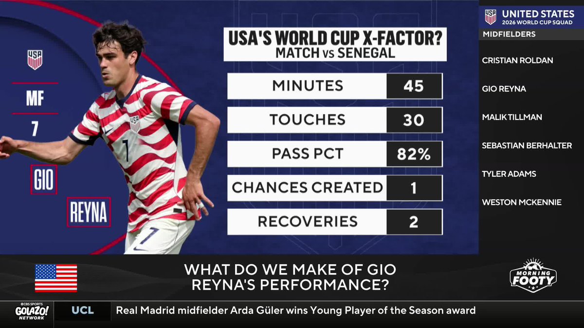 "For me he's not a starter." Marcelo Balboa and Troy Deeney take a closer look at Gio Reyna's performance for the #USMNT vs. Senegal 🇺🇸