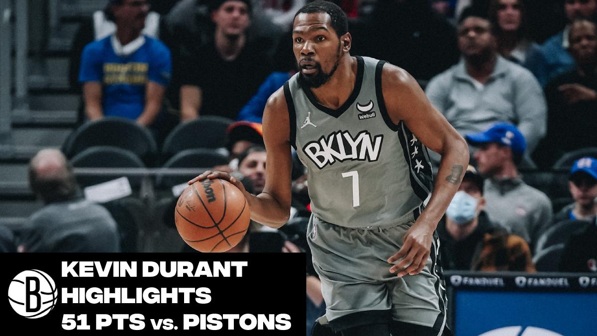 Posting Underrated KD games till the season begins Part 6: BKN vs DET Durant Drops: 51 Points !!! 7 Rebounds 9 Assists 51.6% FG%, 50% 3PT% 93.3% FT% He dropped 51 points on 52/50/93 splits 😭😭