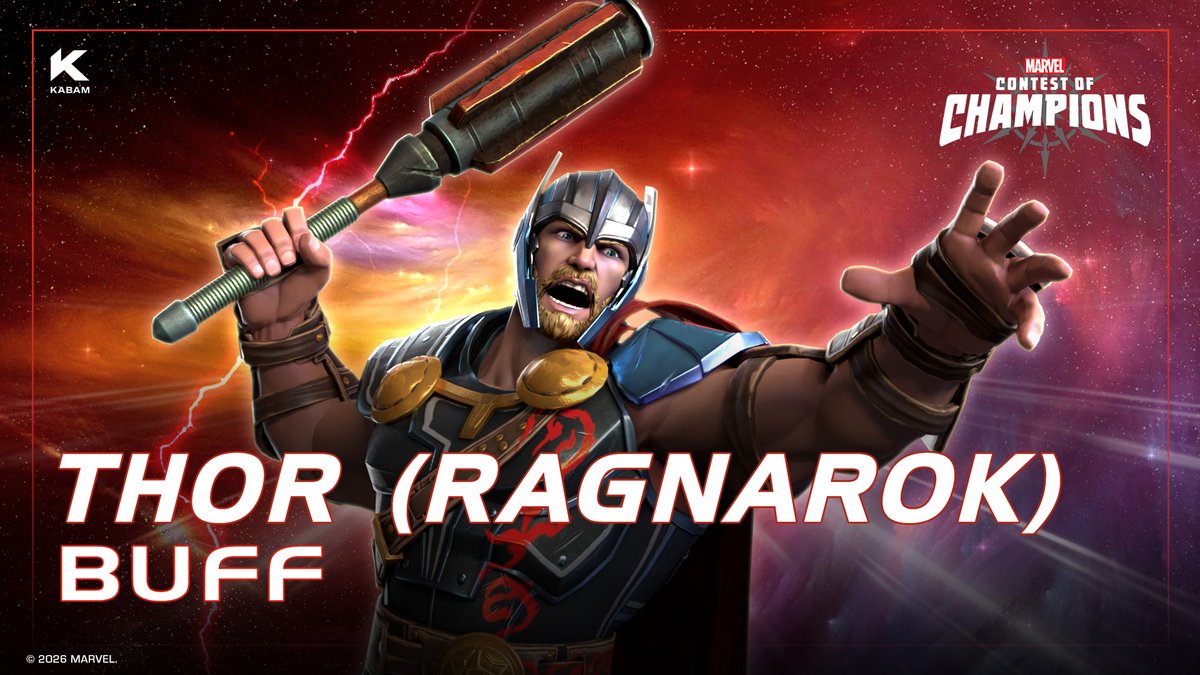 ⚡️Thor (Ragnarok) crashes into The Contest with a renewed spark! With a tuned-up kit and a brand new Character Model, Thor is waiting for you in the new update!