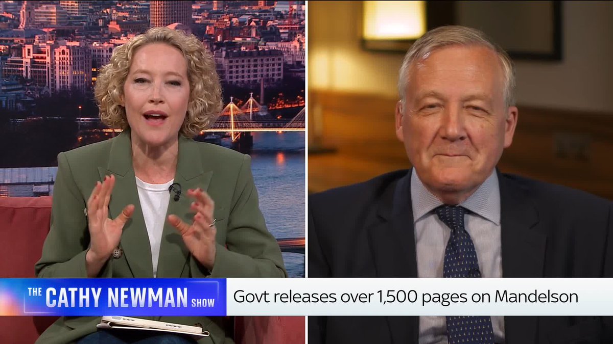 🗣️ Do the public have the full story? Sky's Cathy Newman questions Intelligence and Security Committee Chair Lord Beamish on the 1,500 pages released by the government on Peter Mandelson