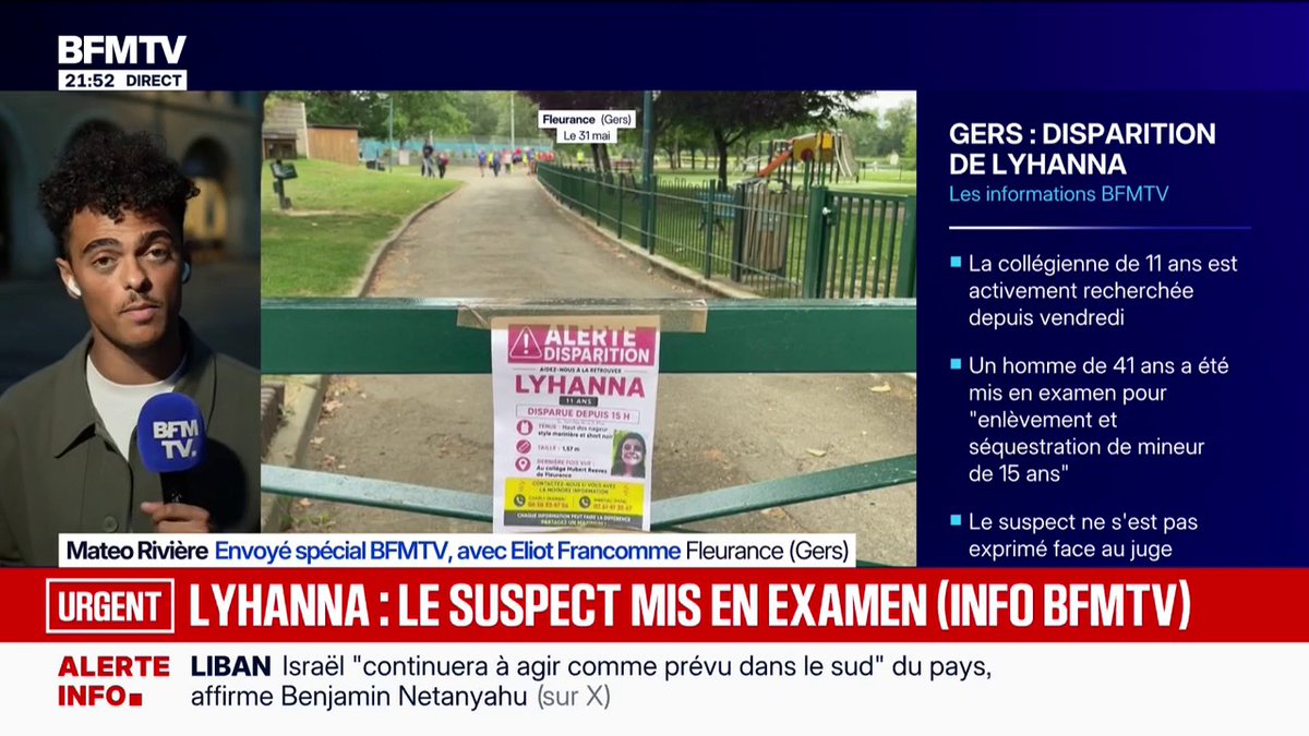 Disparition de Lyhanna: le suspect mis en examen pour "enlèvement et séquestration de mineur de 15 ans"