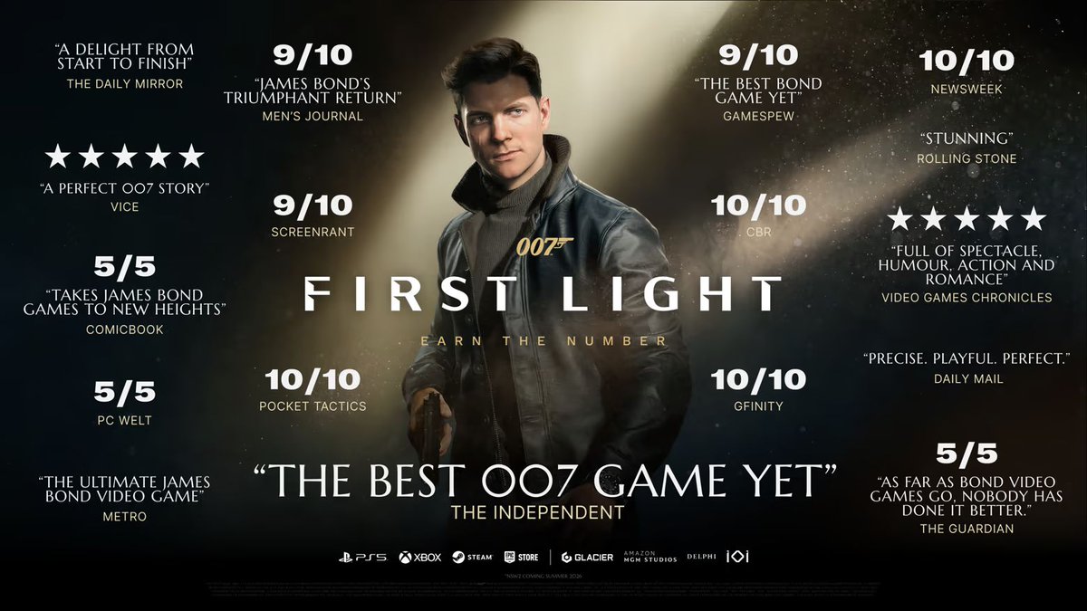 The return of James Bond to gaming in 007 First Light has been nothing short of amazing and we are honoured to be on this journey with you. GET NOW #007FirstLight #EarnTheNumber #WeAreIOI