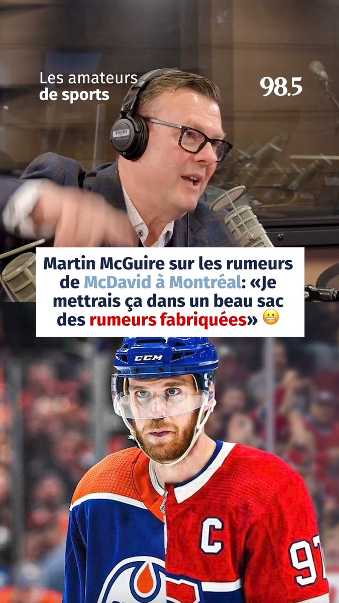 Martin McGuire remet les pendules à l'heure concernant les rumeurs liant McDavid au Canadien de Montréal... 😶 #gohabsgo #connormcdavid