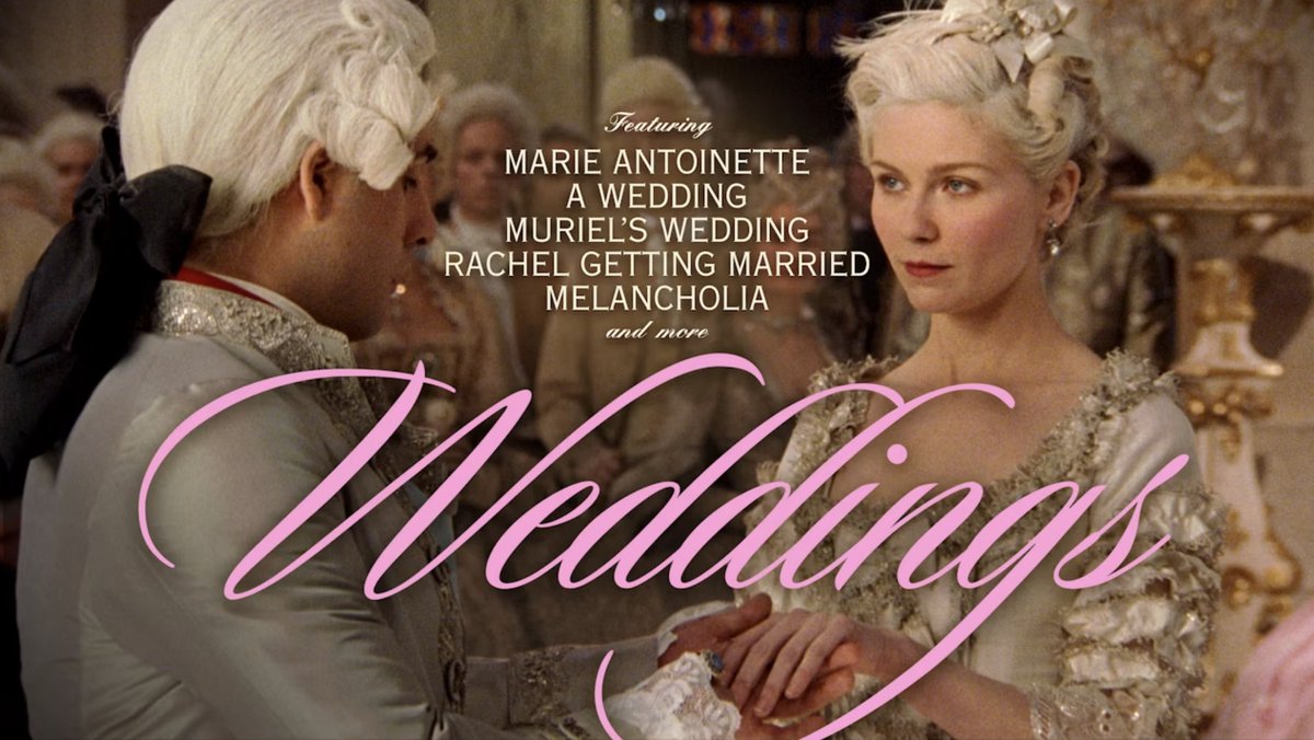 WEDDINGS 🍰 🍾 Now playing on the Criterion Channel! Take a walk down the aisle of some of cinema’s most unforgettable nuptials. Focusing on the lead-up to and spectacle of the big day itself, these films dramatize the often-conflicting dreams, desires, and fears that bring two people together before the altar—featuring films by Sofia Coppola and Jonathan Demme.