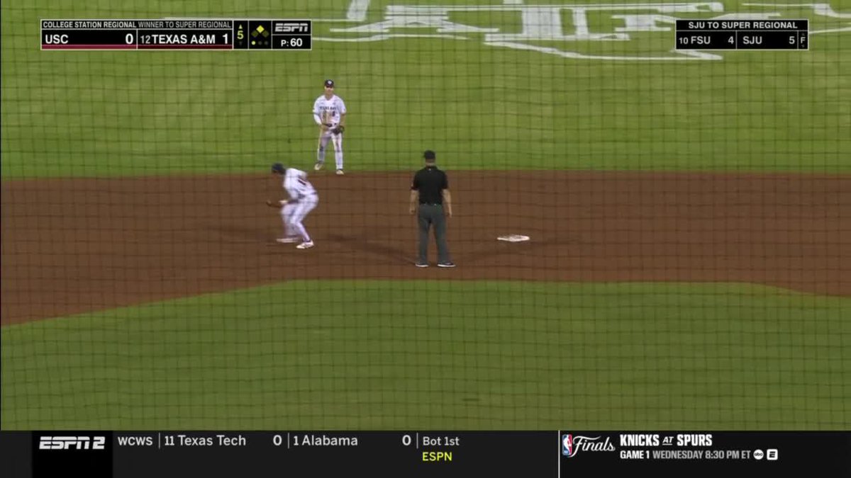 TIE GAME IN COLLEGE STATION 👀 USC Baseball gets a run back! #RoadToOmaha x 🎥 ESPN2