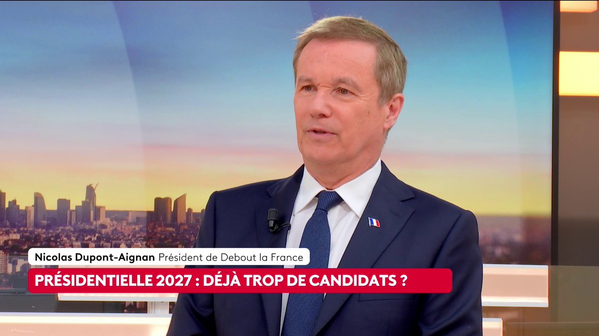 🔴 🗣 "Oui plus que jamais", Nicolas Dupont-Aignan a faim pour une quatrième campagne présidentielle. Le président de Debout la France assure qu'il faut sortir de l'UE et la reconstruire sur des bases saines, "c'est le sens de [sa] candidature". #canal16