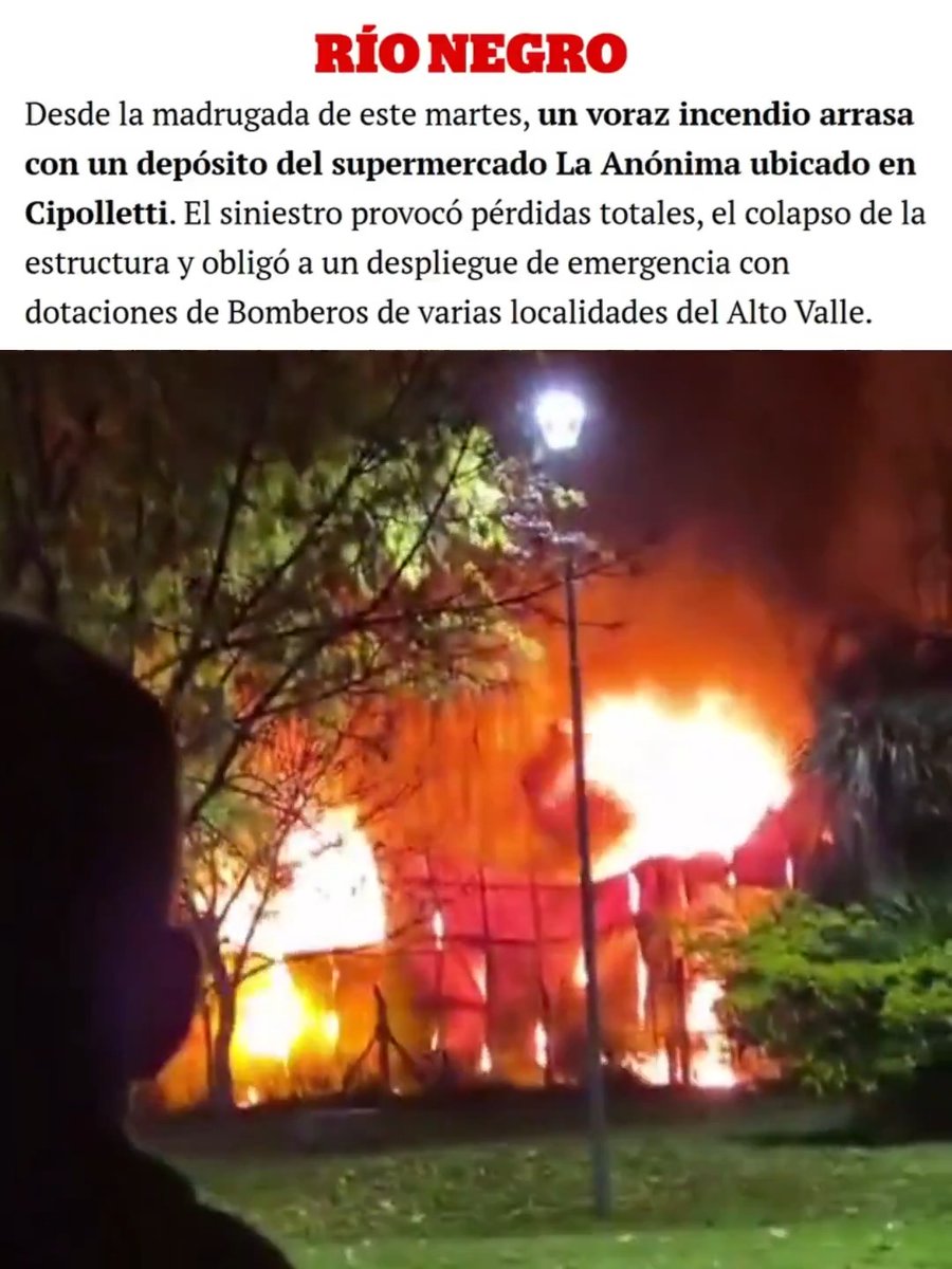 "La Anónima": Por el incendio de un depósito en Río Negro