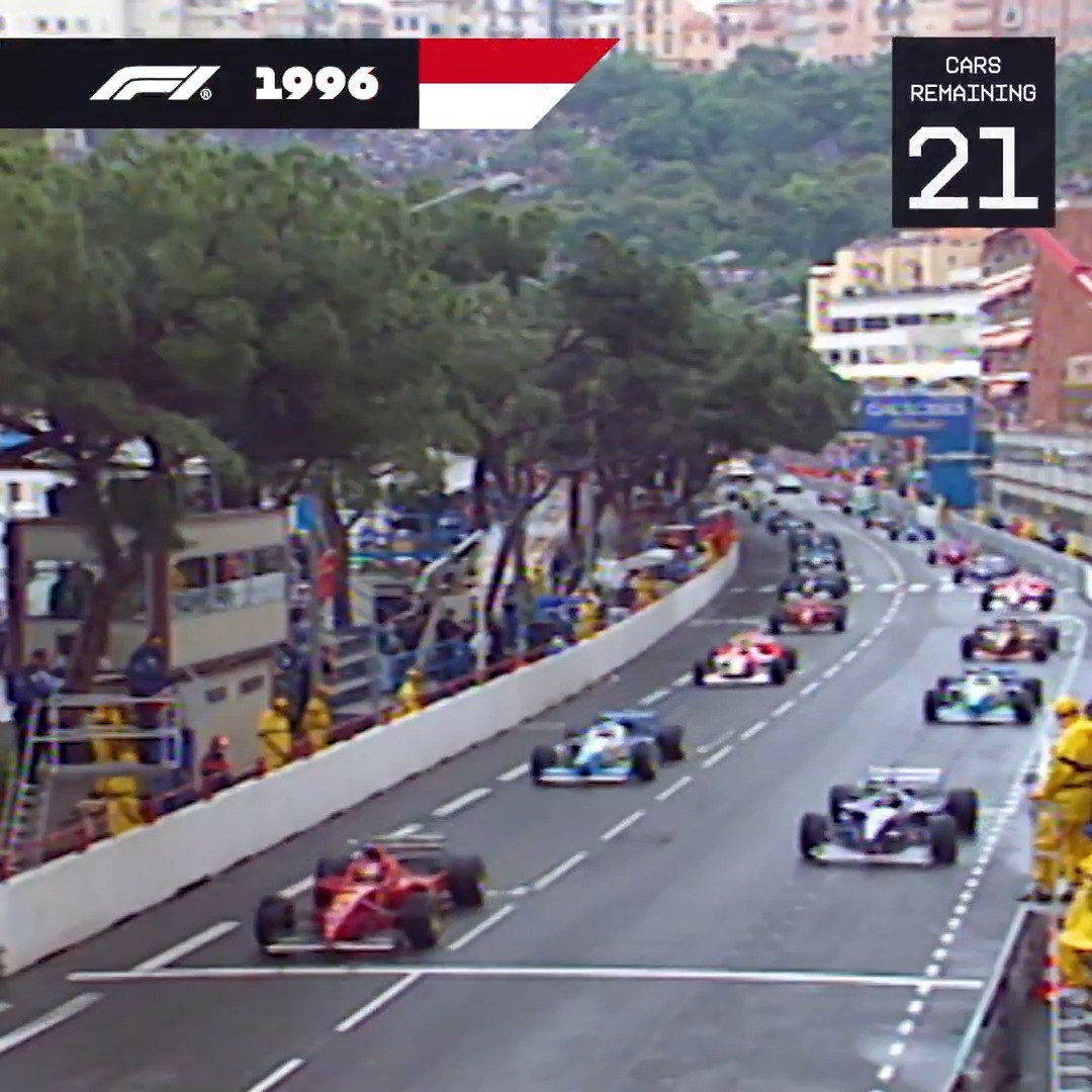 Monaco 1996 was peak F1 madness 21 cars started Only 3 made it to the finish 🏁 What is the craziest F1 race you have ever watched?