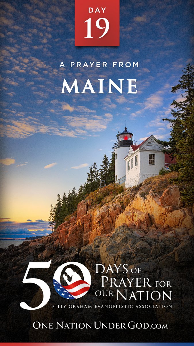 For the 50 days leading up to July 4, we have 50 pastors from 50 states leading us in prayer for our nation. Join us now for DAY 19 with Pastor Matt Gioia from MAINE and share this with others. Let us know you’re praying in the comments below, and go to for all 50 videos and more… #OneNationUnderGod #50Days50States50Prayers BGEA