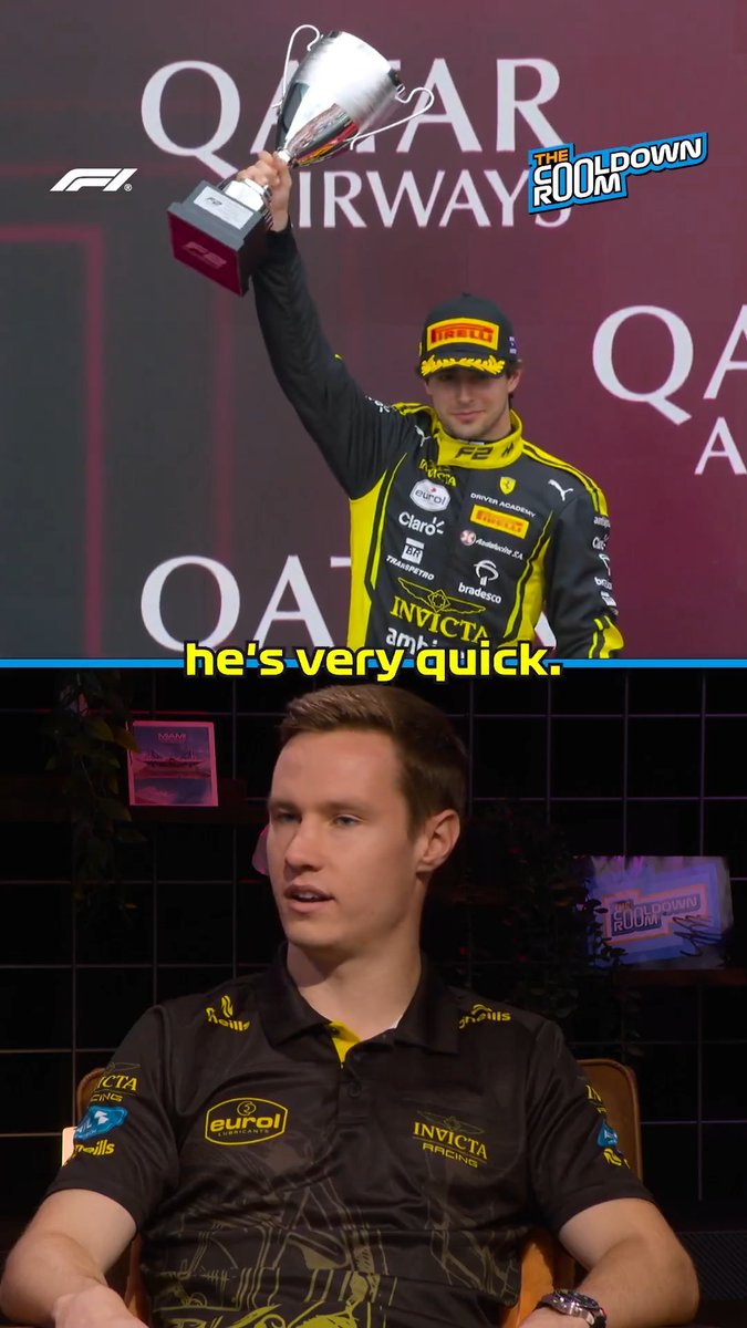 "I love the time with him" 💛 Joshua Dürksen 🇵🇾 on what it's like being teammates with Rafael Câmara 🤝 Watch the full episode of The Cooldown Room on F1TV 📺👉 #F2 #RoadToF1