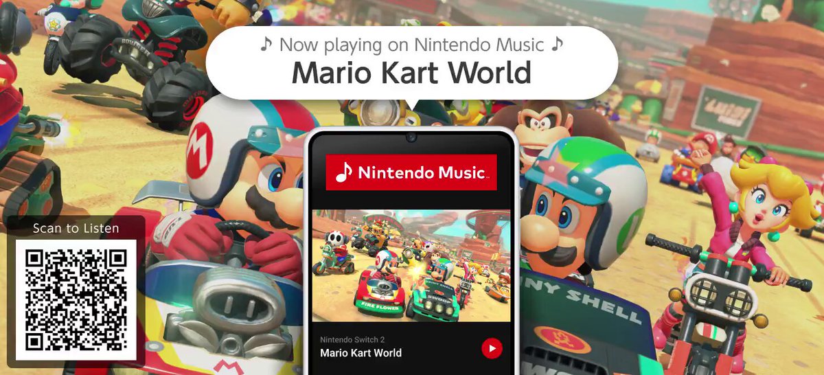 ¡Llegó el momento! ¡Temas seleccionados de Mario Kart World ya están disponibles en #NintendoMusic! Adicionalmente, se añadirán temas de Paseo Libre de forma regular. ¡Sigue atento!