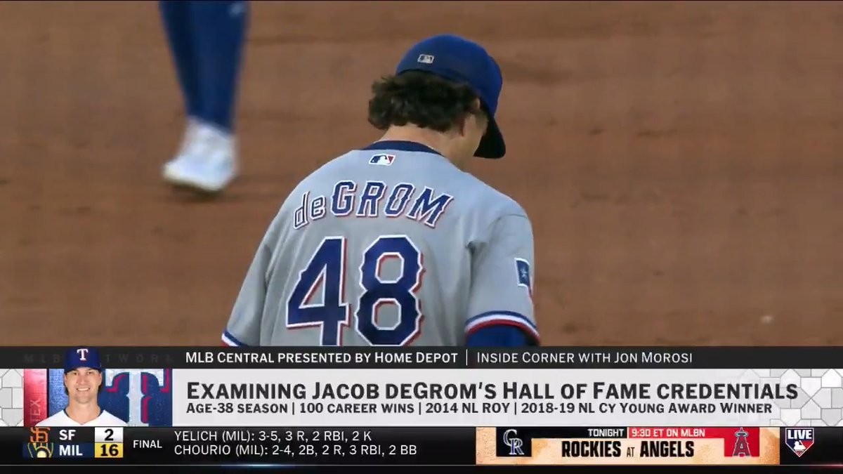 .Jon Morosi on Jacob deGrom's Hall of Fame chances: "It's going to be a fascinating debate. If he gets 40-50 more wins and 500-600 more innings, I think [he] will find his way to Cooperstown."