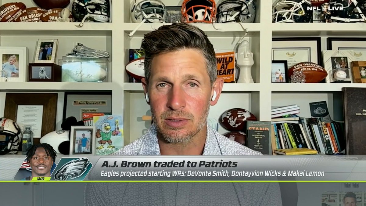 "This will be a different version, quarterback wise, than Jalen Hurts has ever played. He will have to learn to play quarterback in a completely different way." —Dan Orlovsky on Jalen Hurts and the Eagles' offense following the A.J. Brown trade 🏈