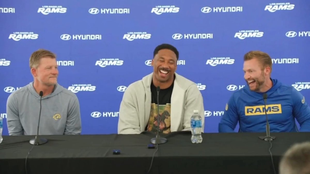"A conversation and a couple bucks?" Myles Garrett on keeping his No. 95 with the Los Angeles Rams 🤝