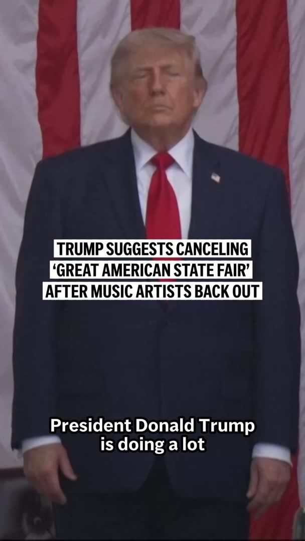 President Donald Trump suggested canceling the “Great American State Fair,” part of the nation’s 250th anniversary celebrations, after several musical acts dropped out and said they were misled about the event’s ties to Trump.