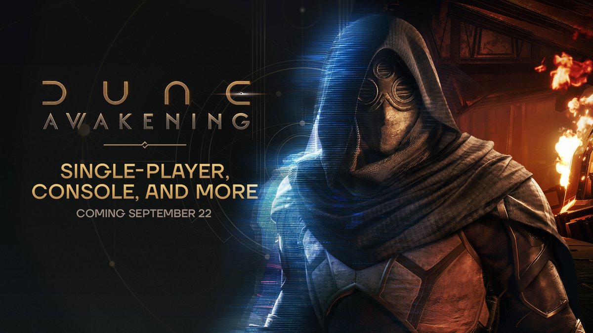 Dune: Awakening is coming to PS5 and XBOX on September 22nd! Alongside console release comes full single-player mode, scalable difficulty, game customization options, the conclusion of Book One, and more on all platforms. 📖