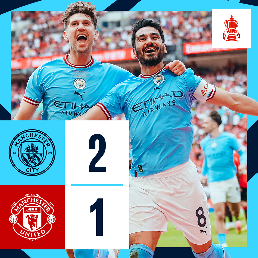 #OnThisDay: #ManCity 2-1 Manchester United [2023] ⚽️ [1’, 51'] Ilkay Gündogan - ⚽️ [33' P] Bruno Fernandes Treble 𝐋𝐎𝐀𝐃𝐈𝐍𝐆... 🏆🏆(🔜)