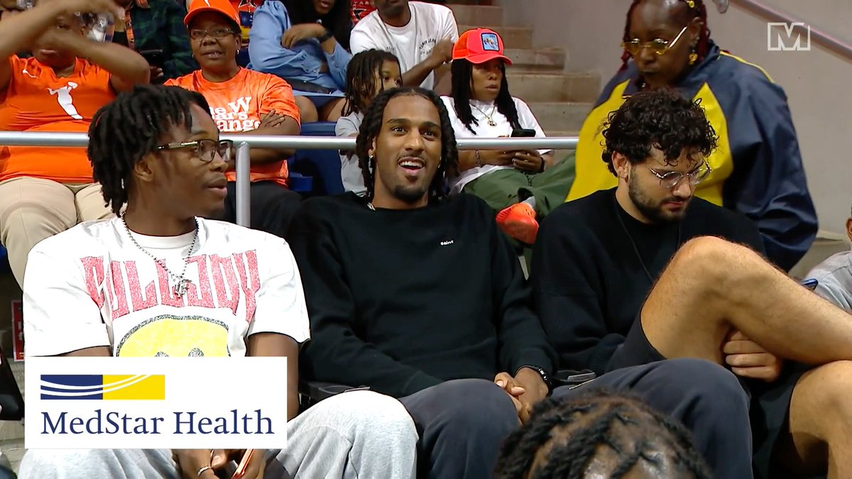 👀 Spotted: the Washington Wizards showing support at CareFirst Arena! Bilal, Alex and Tristan are in the building for tonight’s Washington Mystics game 🏀