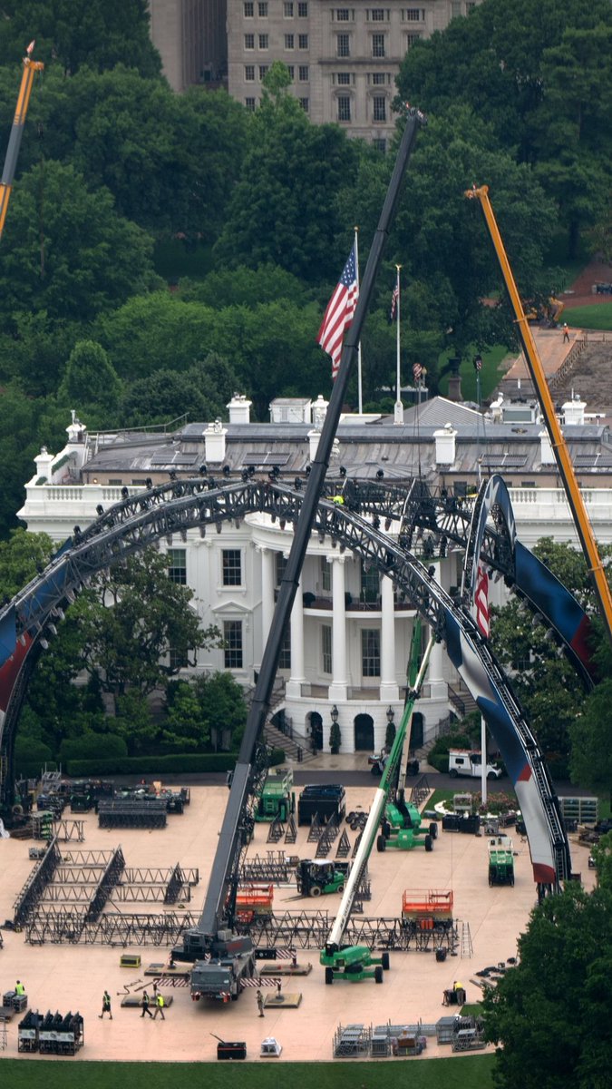 Another White House construction project is underway, though this one is meant to be only temporary. Crews are erecting an octagon-shaped cage on the South Lawn that will host a UFC bout, helping mark the nation’s 250th anniversary — and President Donald Trump ‘s 80th birthday.