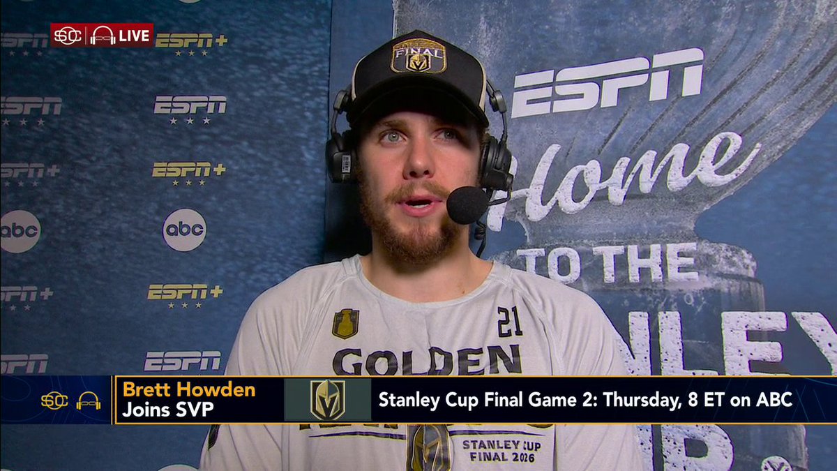 Brett Howden joins Scott Van Pelt to react to the Golden Knights’ comeback win in Game 1 of the #StanleyCup Final 🏆