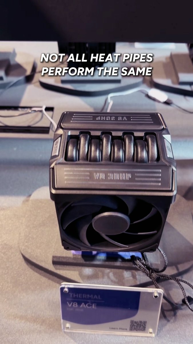 You paid for the whole heatsink. Why only use 70% of it? Featured in the V8 Ace, Cooler Master’s 3DHP technology helps activate over 95% of the heatsink’s fin stack, compared to roughly 70% with conventional heatpipes. The result? Better heat distribution, more cooling surface area at work, and more efficient thermal performance. This is #ThermalAuthority in action. #CoolerMaster #Computex2026 #V8Ace #3DHP #SilentThermally