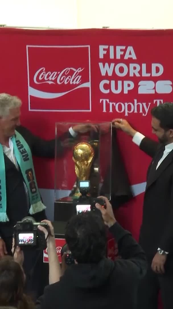 The FIFA World Cup trophy was unveiled in New York as part of the Coca-Cola FIFA World Cup 2026 Trophy Tour, with Germany's 2014 winner Bastian Schweinsteiger joining New York City Mayor Zohran Mamdani at the American Museum of Natural History