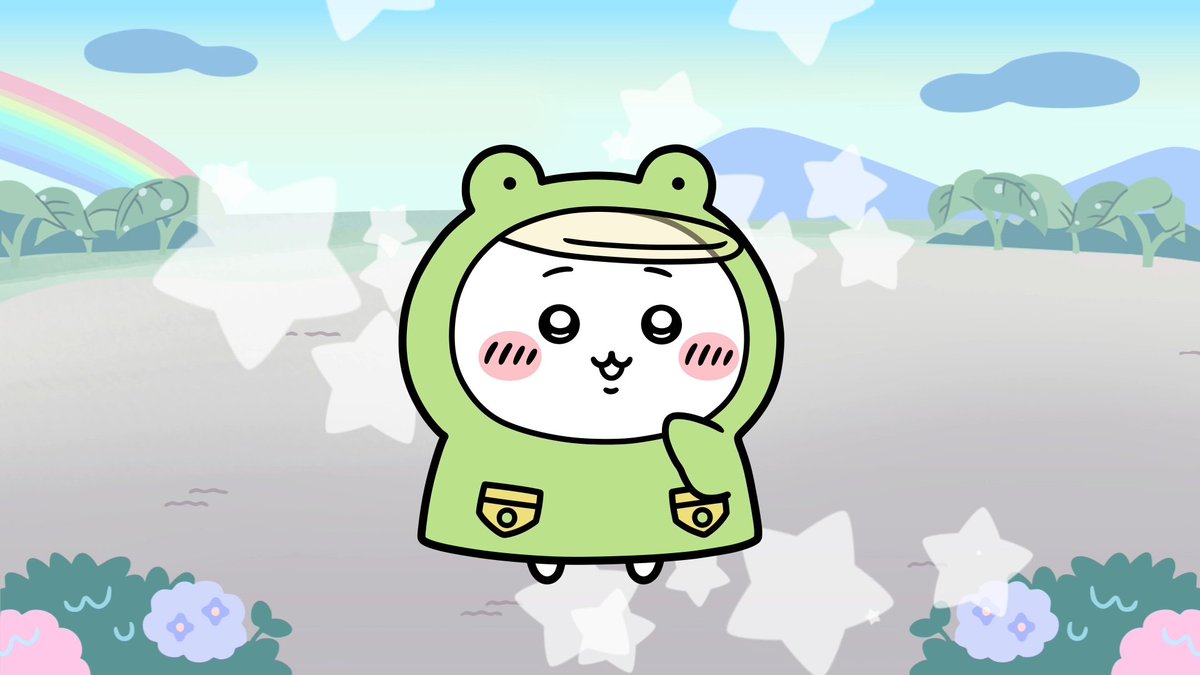 ╭━━━━━━━━━━━╮ ☂️雨の日衣装☂️ ちいかわ ╰━━━━━━━━━━━╯ ちいかわの雨の日衣装をご紹介✨ カエルのレインコート🐸 ピンクの傘を持って討伐へ🌂 #ちいぽけ #ちいかわぽけっと #ちいぽけ雨の日